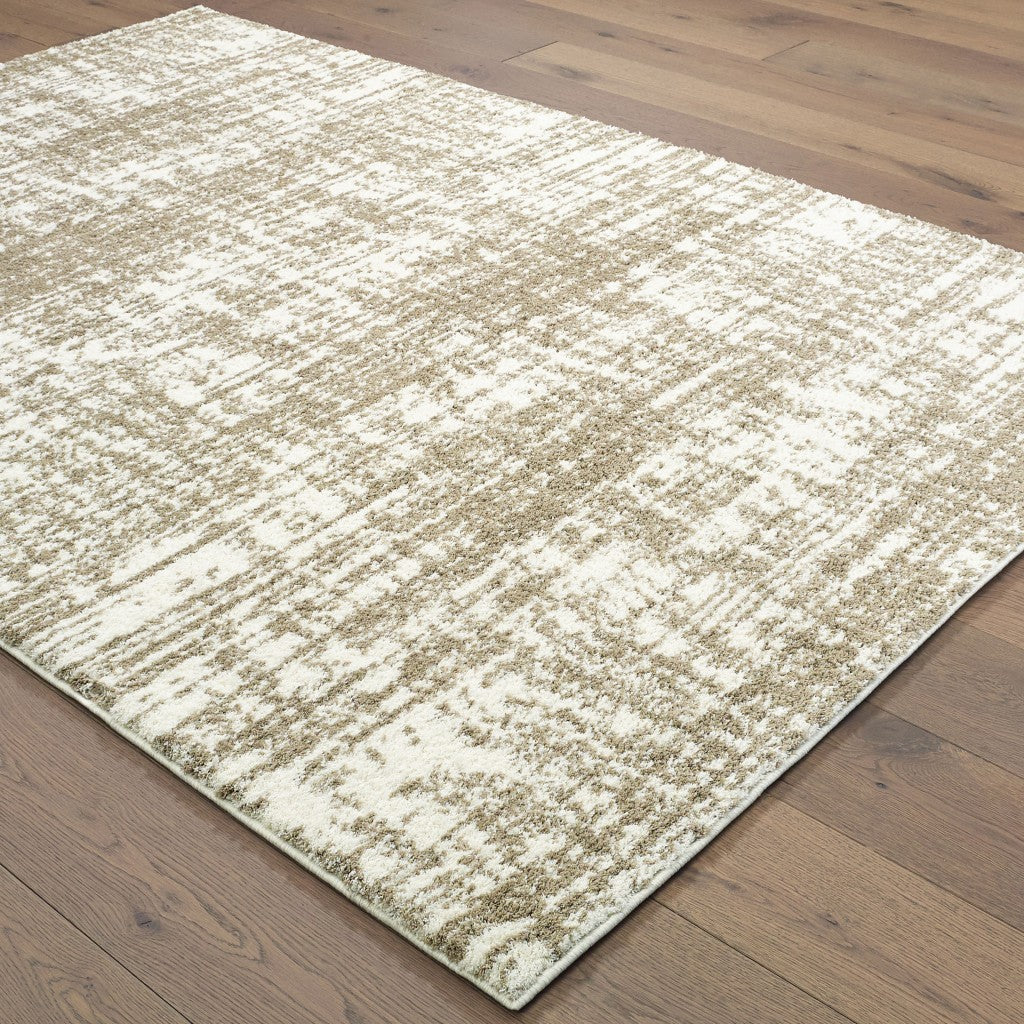 5' X 8' Ivory And Gray Abstract Strokes Area Rug