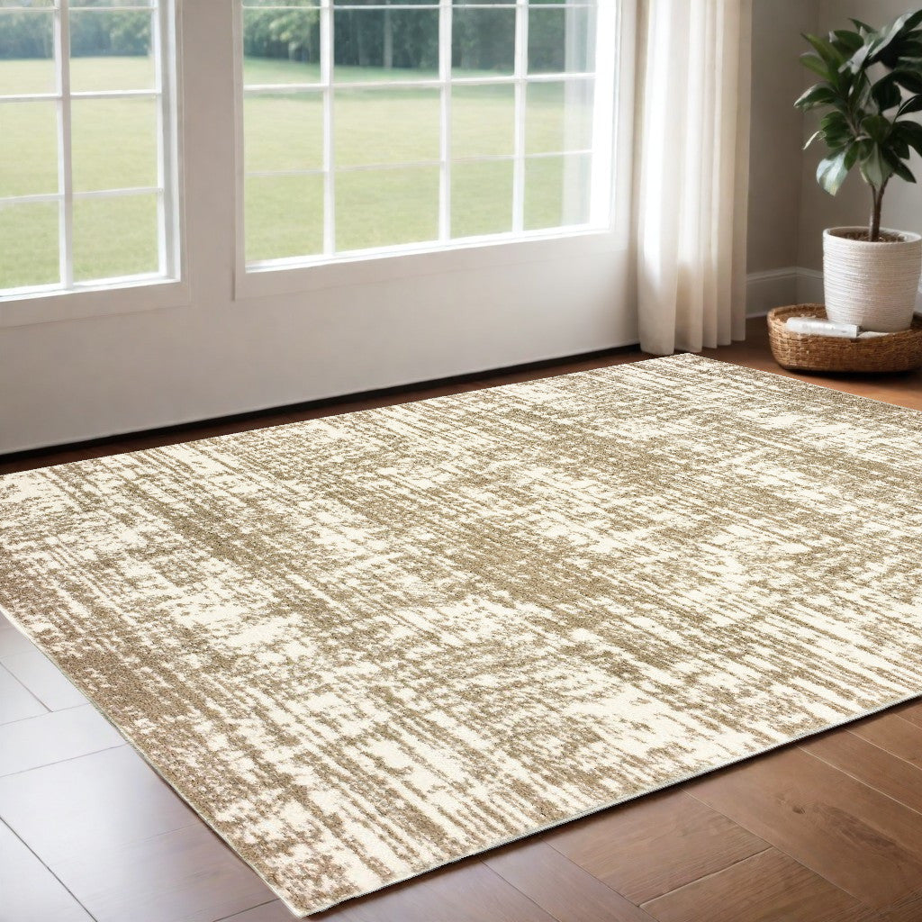 5' X 8' Ivory And Gray Abstract Strokes Area Rug