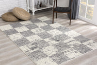 4’ X 6’ White And Gray Checkered Area Rug