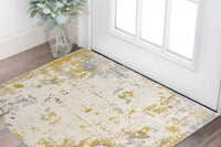 8' X 10' Gold Abstract Dhurrie Area Rug