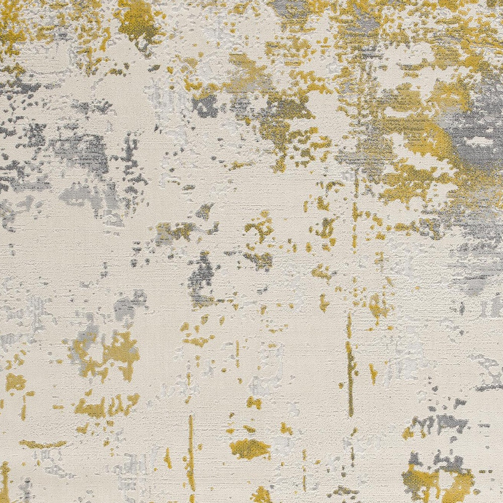 8' X 10' Gold Abstract Dhurrie Area Rug