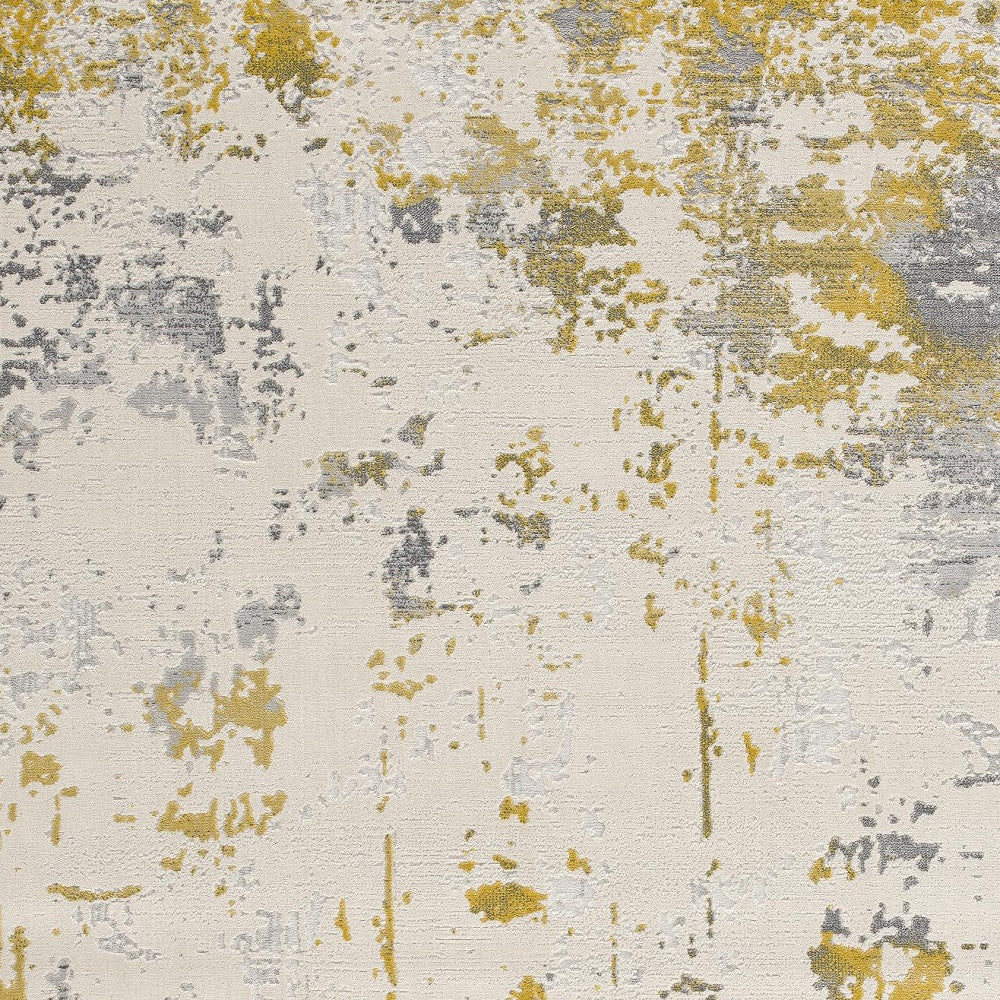 8' X 10' Gold Abstract Dhurrie Area Rug