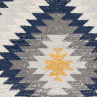 2' X 4' Blue Ikat Kilim Area Rug