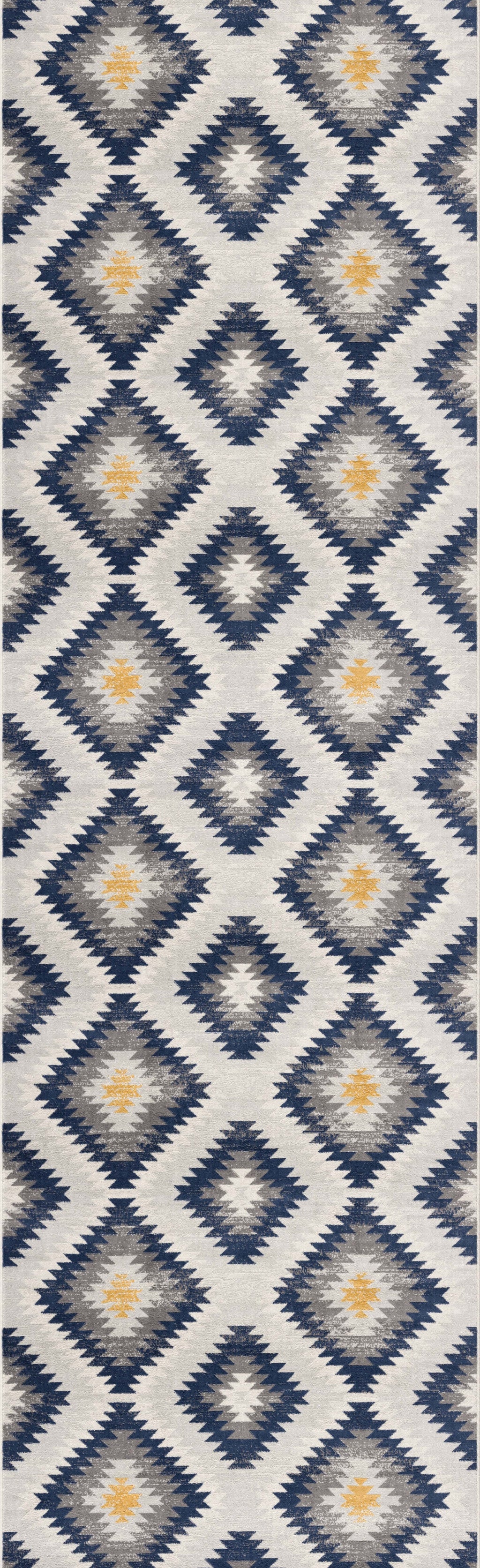 2' X 4' Blue Ikat Kilim Area Rug