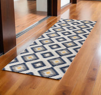 2' X 4' Blue Ikat Kilim Area Rug