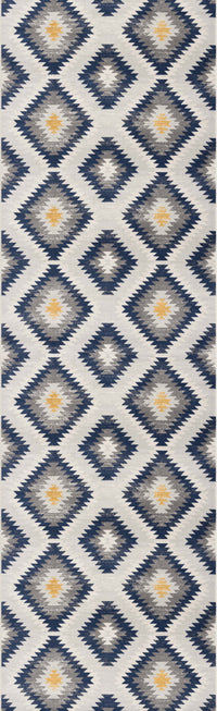 2' X 4' Blue Ikat Kilim Area Rug