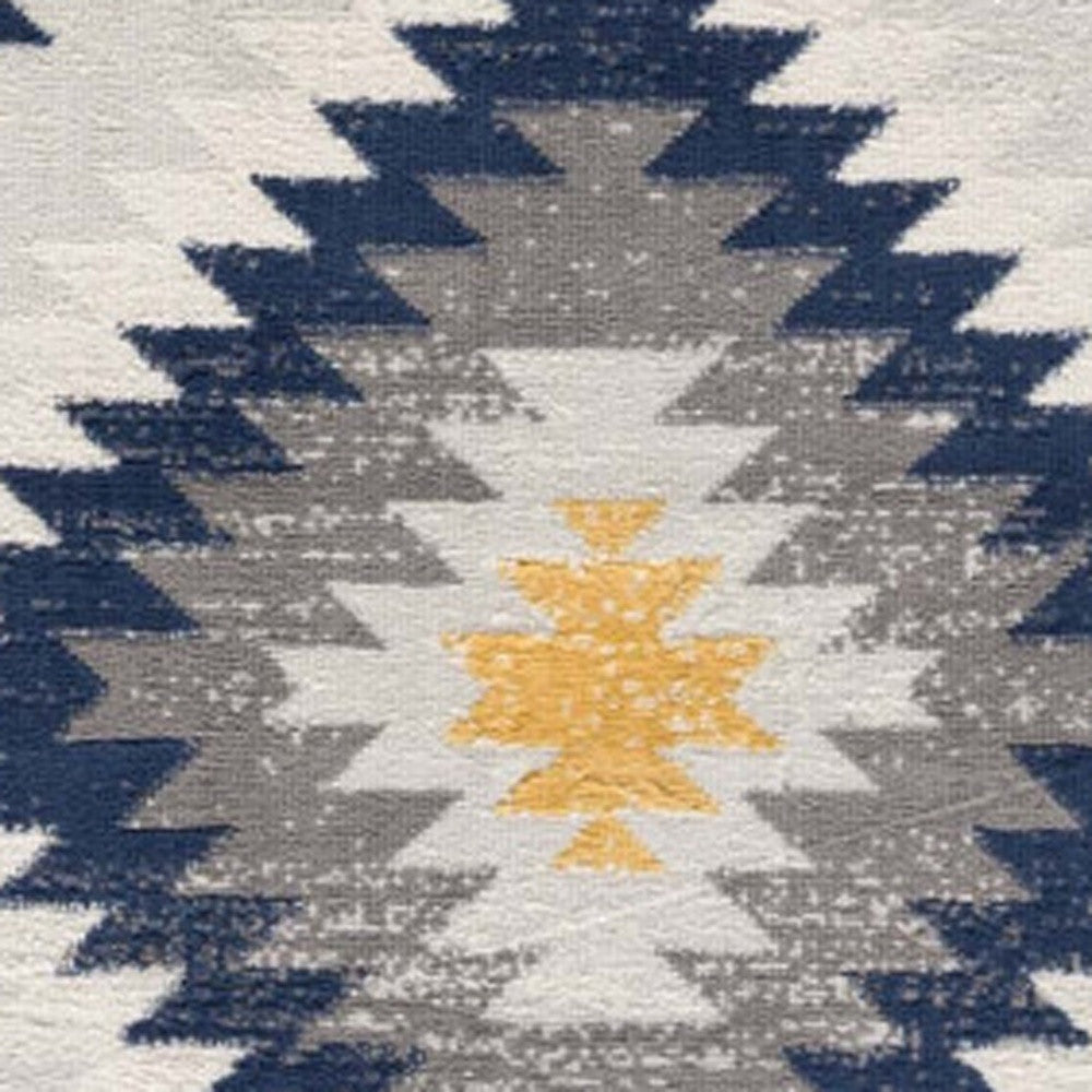 2' X 4' Blue Ikat Kilim Area Rug