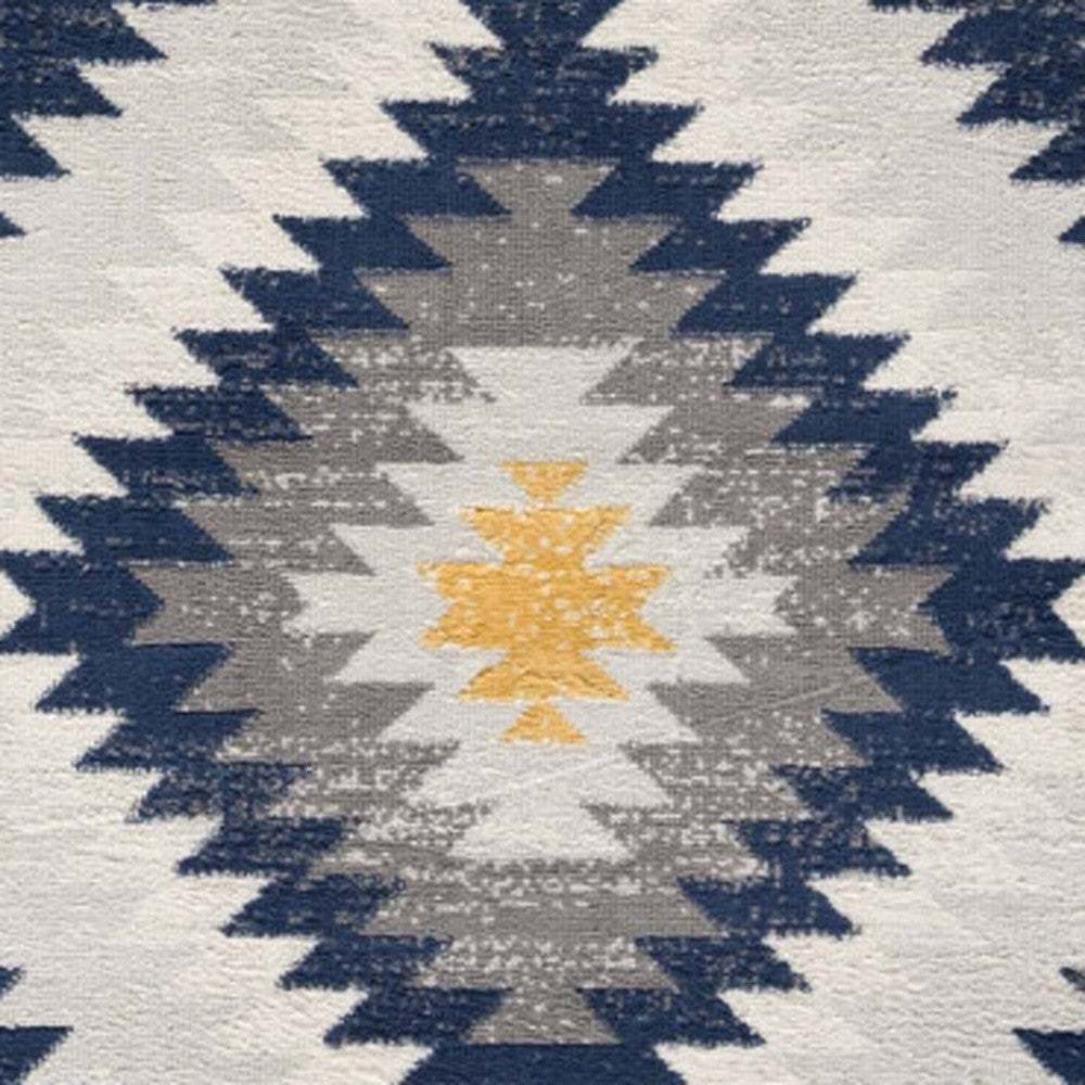 2' X 4' Blue Ikat Kilim Area Rug