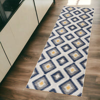 2' X 4' Blue Ikat Kilim Area Rug