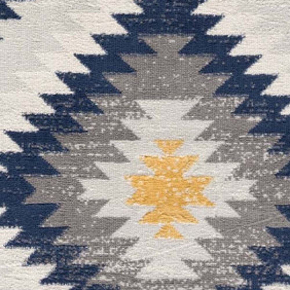 2' X 4' Blue Ikat Kilim Area Rug