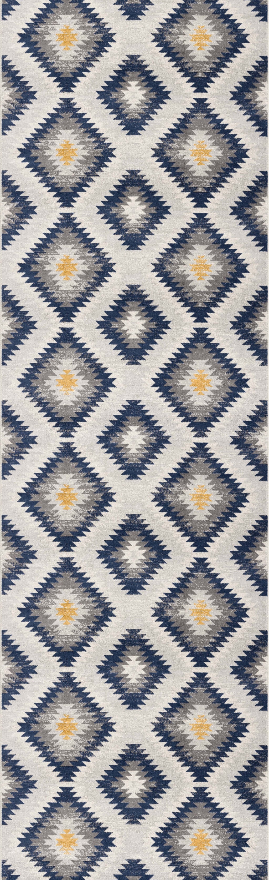 2' X 4' Blue Ikat Kilim Area Rug