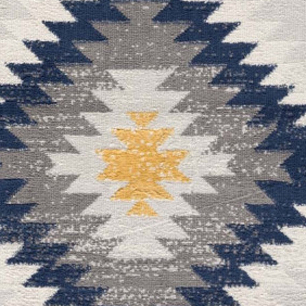 2' X 4' Blue Ikat Kilim Area Rug