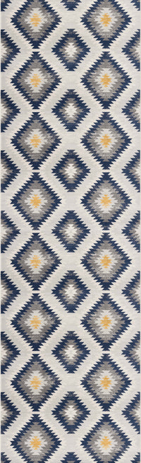 2' X 4' Blue Ikat Kilim Area Rug