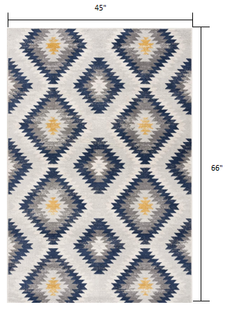 2' X 4' Blue Ikat Kilim Area Rug