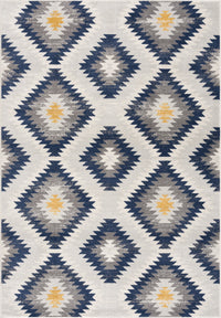 2' X 4' Blue Ikat Kilim Area Rug