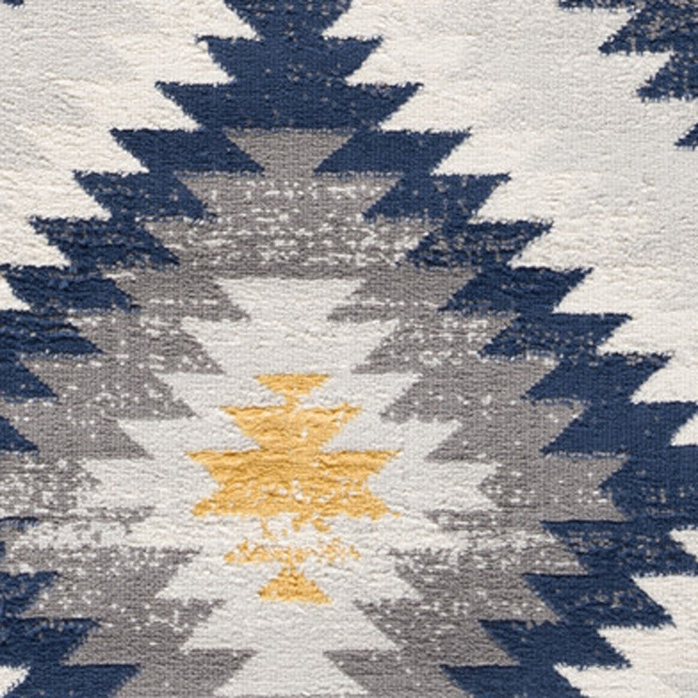 2' X 4' Blue Ikat Kilim Area Rug