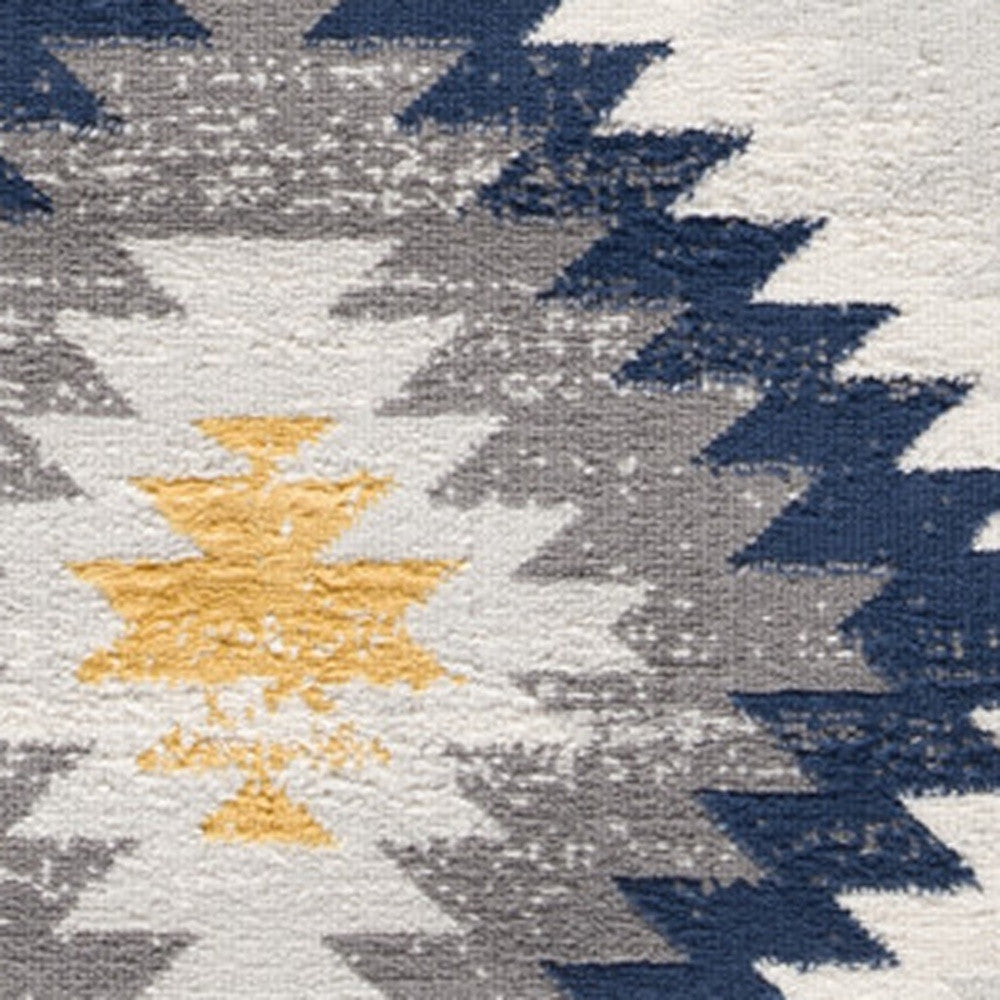 2' X 4' Blue Ikat Kilim Area Rug