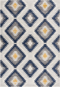 2' X 4' Blue Ikat Kilim Area Rug