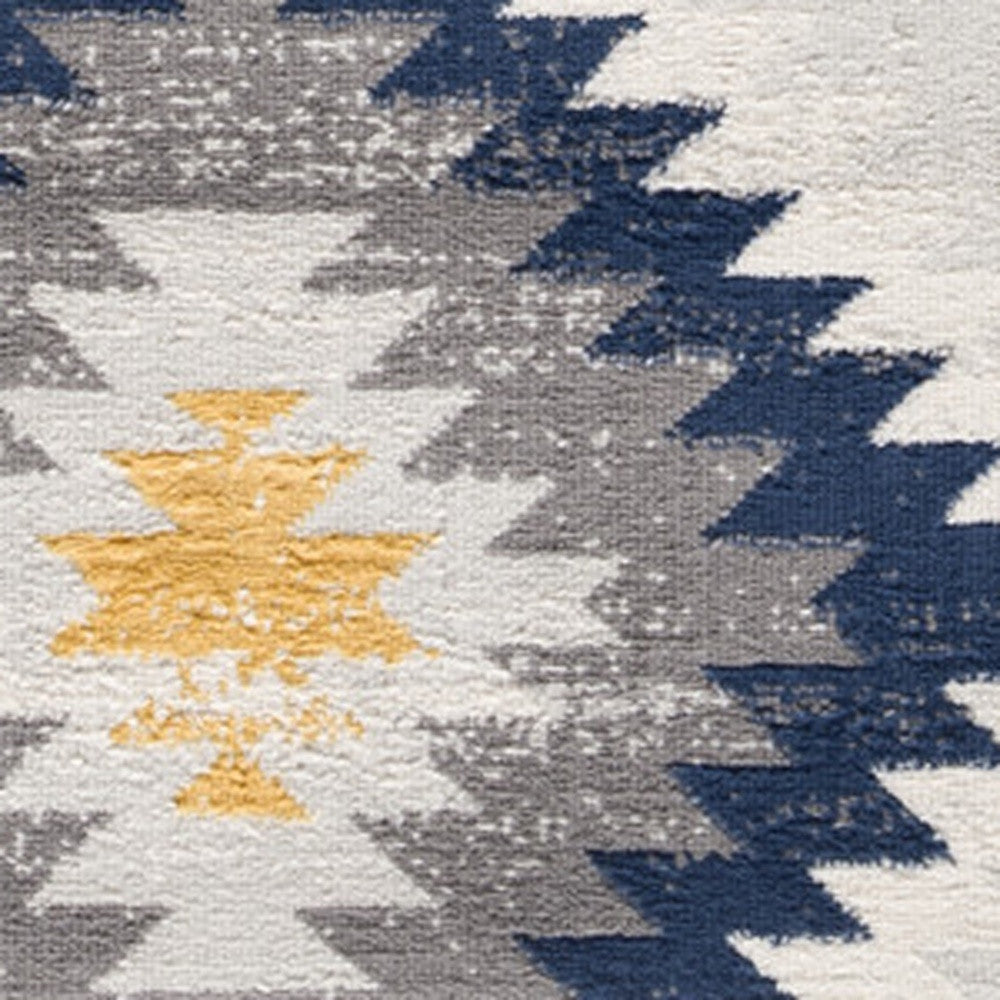 2' X 4' Blue Ikat Kilim Area Rug