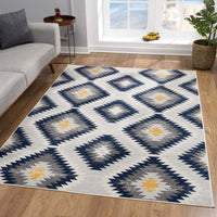 2' X 4' Blue Ikat Kilim Area Rug