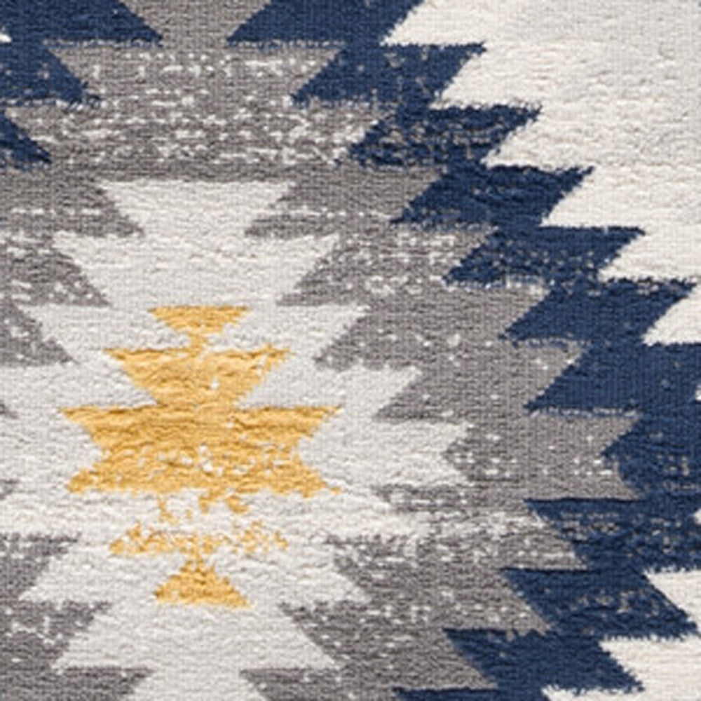 2' X 4' Blue Ikat Kilim Area Rug