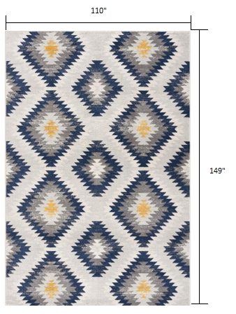 2' X 4' Blue Ikat Kilim Area Rug