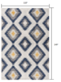 2' X 4' Blue Ikat Kilim Area Rug