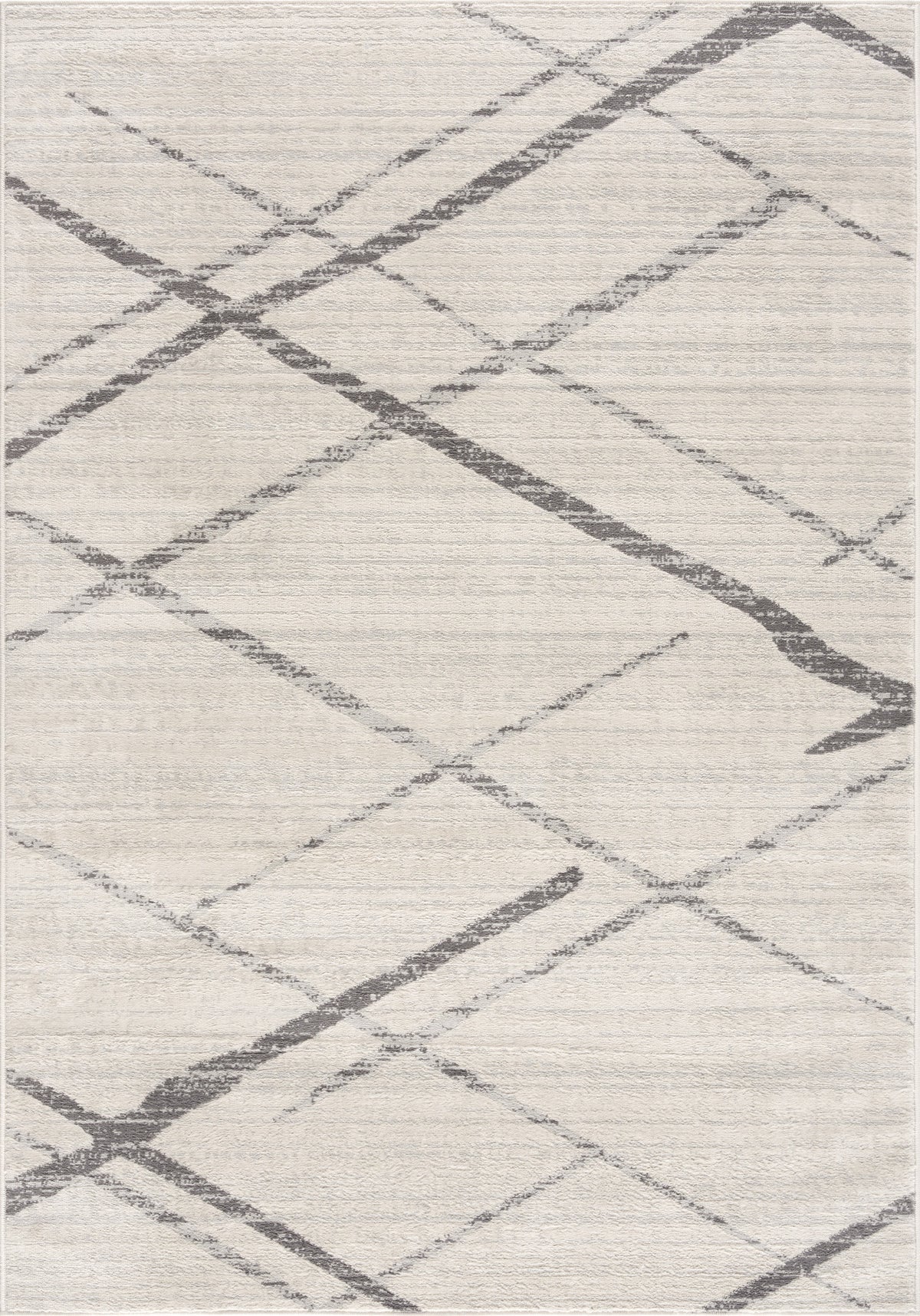 6' Runner Gray and Ivory Geometric Runner Rug