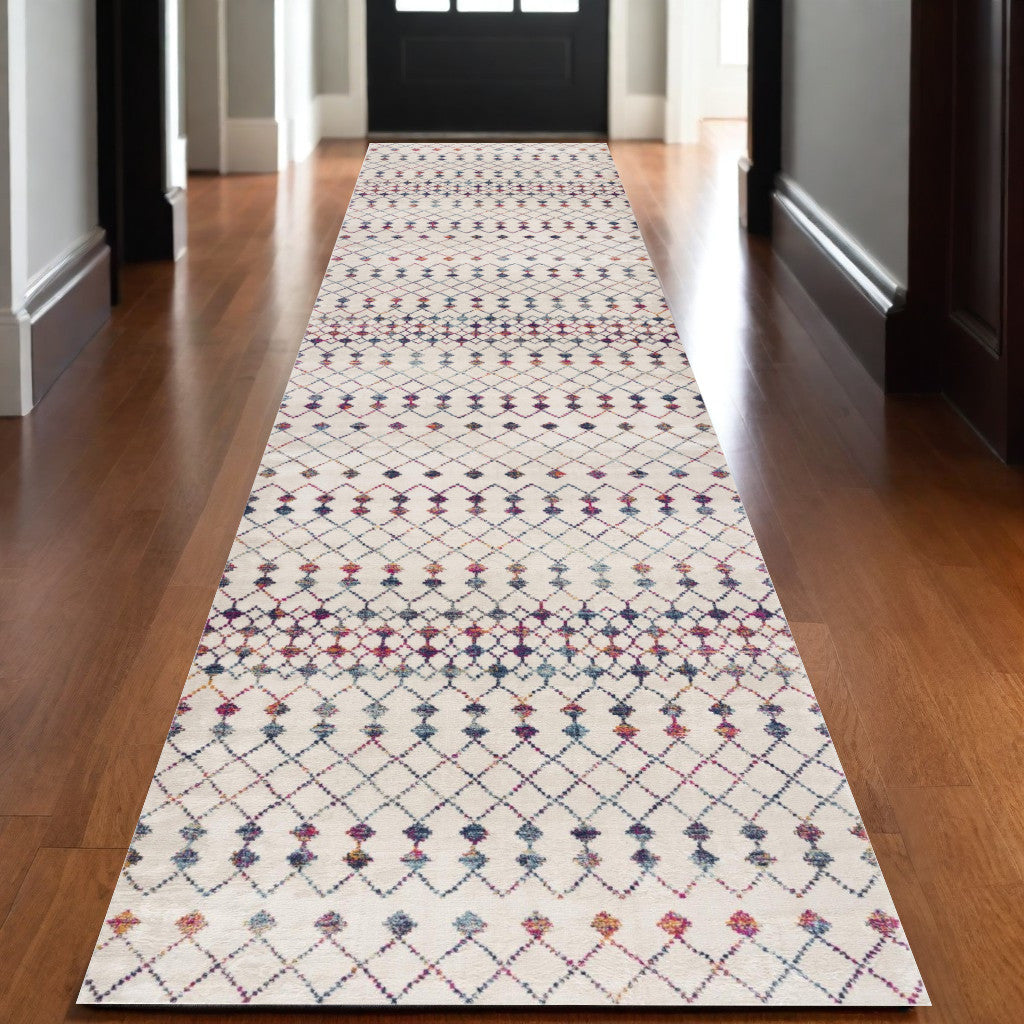 10' Cream Ikat Area Rug