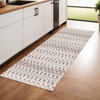 7’ X 10’ White Modern Geometric Grid Area Rug