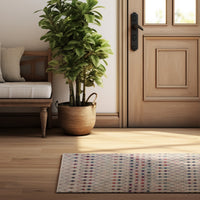 7’ X 10’ White Modern Geometric Grid Area Rug