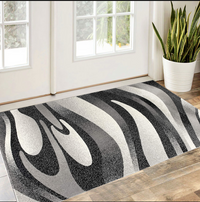 10' Black Gray and White Marble Power Loom Runner Rug