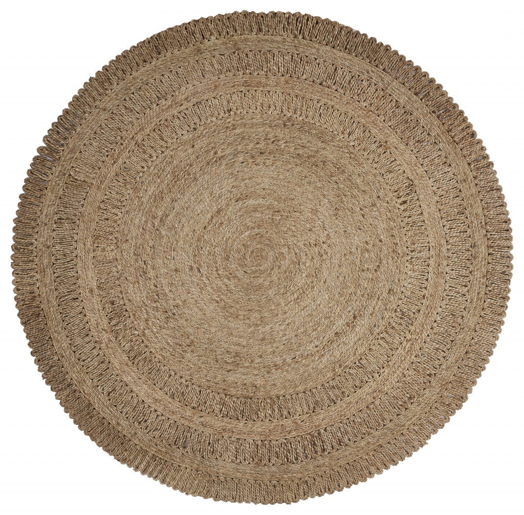 Gray Toned Braided Natural Jute Area Rug