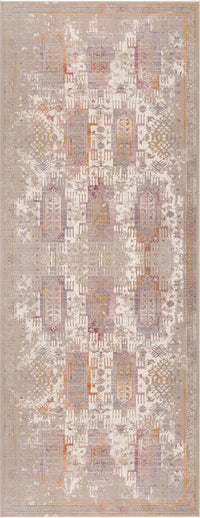 5' X 7' Beige and Ivory Medallion Non Skid Area Rug