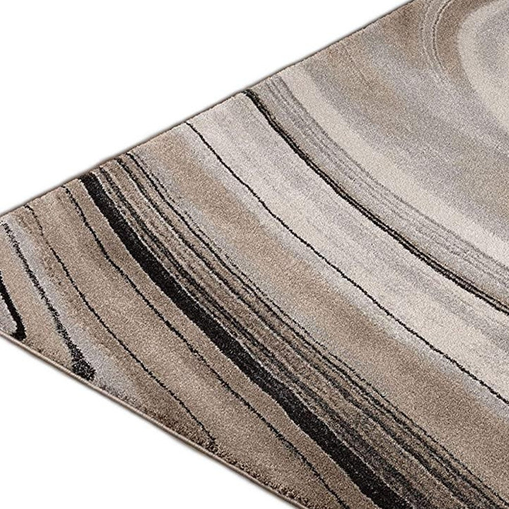 5' X 8' Cream and Tan Abstract Marble Area Rug