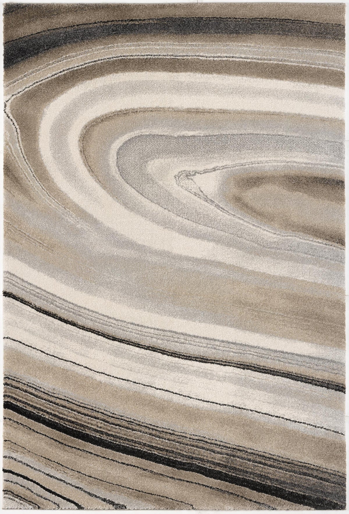 5' X 8' Cream and Tan Abstract Marble Area Rug