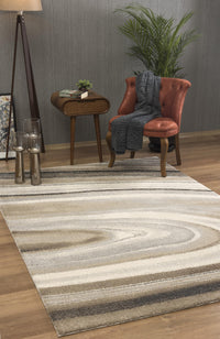 5' X 8' Cream and Tan Abstract Marble Area Rug