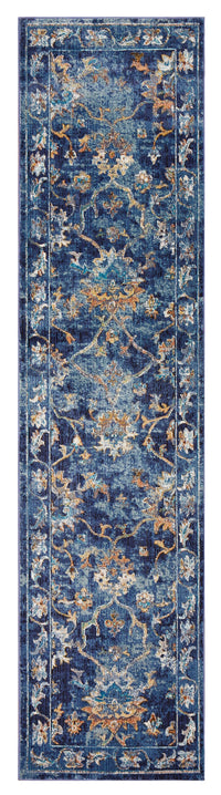 4' X 6' Blue and Gold Jacobean Area Rug