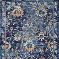 4' X 6' Blue and Gold Jacobean Area Rug