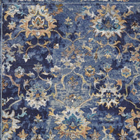 4' X 6' Blue and Gold Jacobean Area Rug