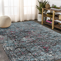 5’ x 8’ Blue Chaotic Strokes Area Rug