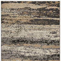 5' X 7' Beige and Black Abstract Desert Area Rug