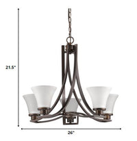 Mia 5-Light Oil-Rubbed Bronze Chandelier With Etched Glass Shades