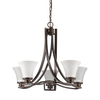 Mia 5-Light Oil-Rubbed Bronze Chandelier With Etched Glass Shades