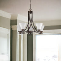 Mia 5-Light Oil-Rubbed Bronze Chandelier With Etched Glass Shades