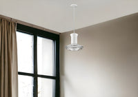 Newport 1-Light White Pendant With Polished Nickel Louver