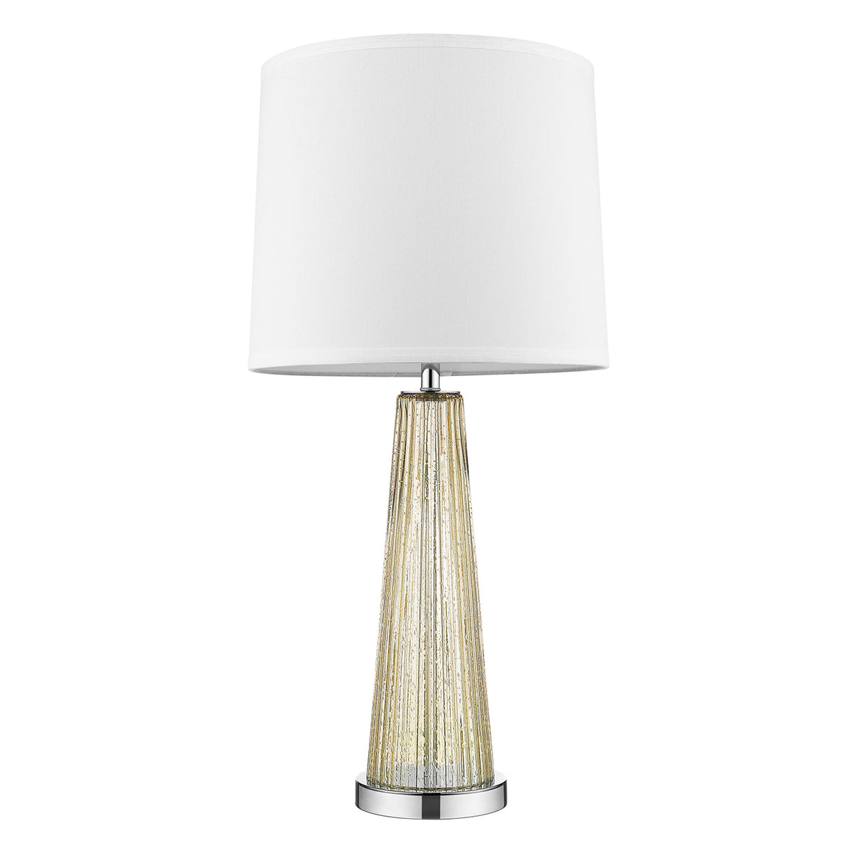 29" Silver Metal Table Lamp With White Empire Shade