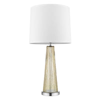 29" Silver Metal Table Lamp With White Empire Shade