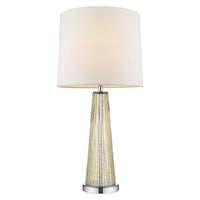 29" Silver Metal Table Lamp With White Empire Shade