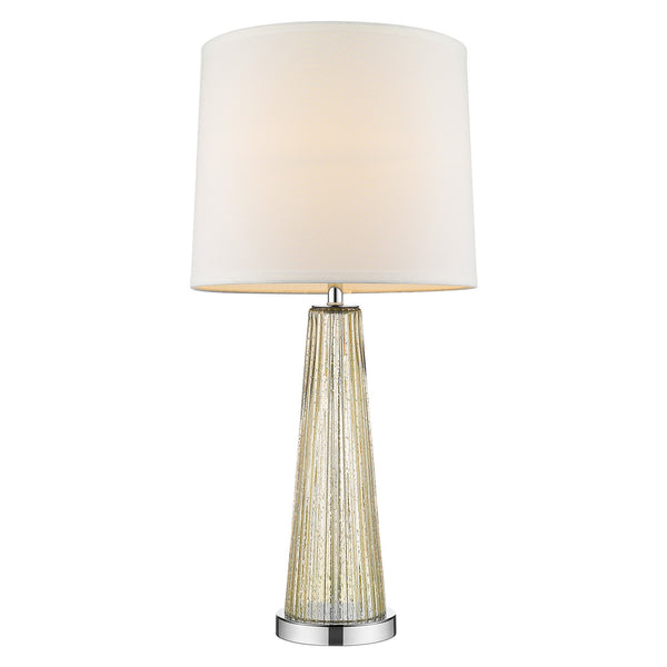 29" Silver Metal Table Lamp With White Empire Shade